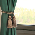 Fenghuangwu Curtain Tiebacks Handmade Decorative Curtain Holdbacks Rope with Tassel (flaxen, 2P)