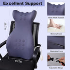 Lumbar Support Pillow for Office Chair - Memory Foam Back Support Pillow with Air Pump for Reducing Lower Back Pain, Adjustable Backrest for Office Chair/Desk Chair, Improve Posture