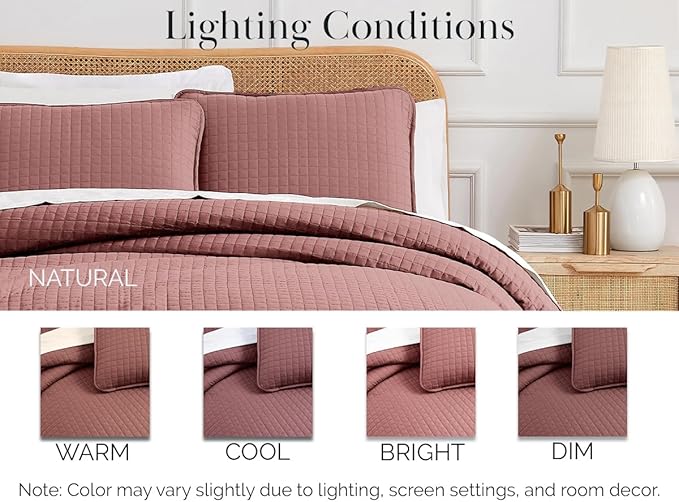 Southshore Fine Living, Inc. Oversized King Quilt Bedding Set with 2 Pillow Shams, Marsala Coverlet, King Size/California Bedspread, Soft Microfiber Bedding, Easy Care, Machine Washable, Marsala