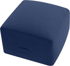 MeMoreCool Square Stuffed Pouf Ottoman Foot Rest, Floor Pouf Foot Stool with Foam Chunk Filling, Soft Stuffed Ottoman Footrest for Living Room, Navy