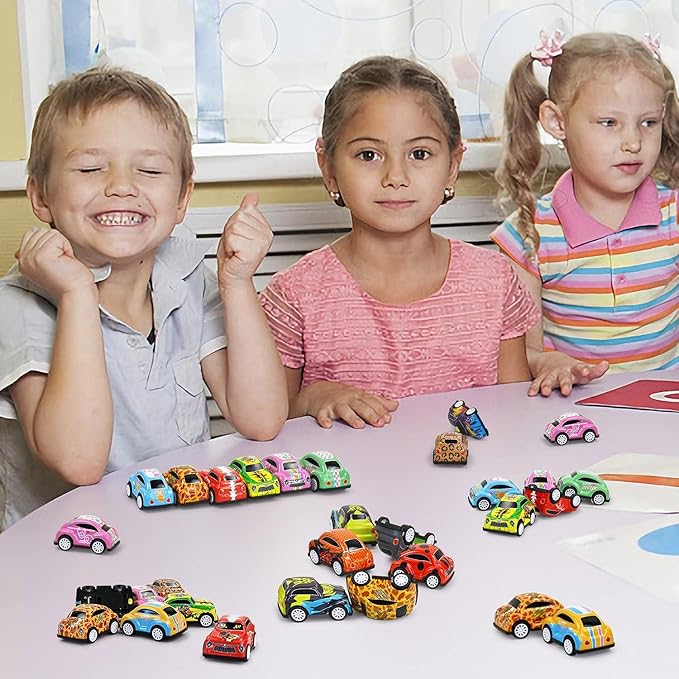 Vileafy 30 Pack Pull Back Cars for Kids – Mini Metal Toy Cars with Plastic Chassis, Assorted Die-Cast Vehicles, Classroom Prizes for Students, Treasure Box Toys, Party Favors & Rewards