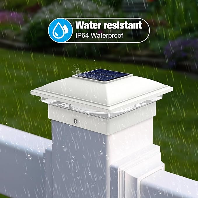 VOLISUN Solar Post Cap Light Outdoor,Solar Fence - Post Lights Waterproof for 4x4/5x5/6x6 Wooden/Vinyl Post,White Deck Cap Light Solar Powered with Warm White for Garden/Patio/Porch 8pack