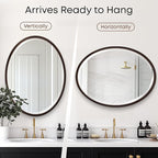 OVALCREST - Oval Wooden Beveled Wall Mirror for Home Decor, Bathroom, Vanity, Bedroom, Living Room, Hallway - London Style (Rubbed Bronze) 21.1 x 25.1