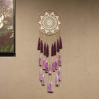 Artilady Macrame Dream Catchers for Bedroom - Tassel Wall Hanging Handmade Dreamcatchers Home Decor with Tassel Feather Ornament Craft Blessing Gift (Purple)