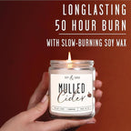 Mulled Cider Candle, Fall Candles I Apple Cider Candle w/Cinnamon & Nutmeg - Infused w/Essential Oils I Mulled Cider Fall Scented Candles (Soy) for Home I 9oz Reusable Jar I 50Hr Burn I Made in USA