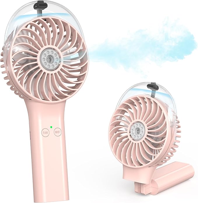 COMLIFE Portable Handheld Misting Fan, 3000mAh Rechargeable Battery Operated, 180° Foldable, Mini Personal Fan with Water Sprayer for Travel, Makeup, Home, Office, Camping, Outdoors