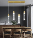 4-Lights Modern Crystal Chandeliers for Kitchen Island Mini Pendants Lighting Fixture LED Ceiling Light for Dining Room Living Room 6000K