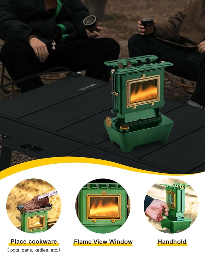 Camping Oil Lantern，Oil Lamp with Cooker Stove，Fuel Lamp for Outdoor，Portable Oil Lamp，Portable and Convenient for Heating and Cooking (Greeen)