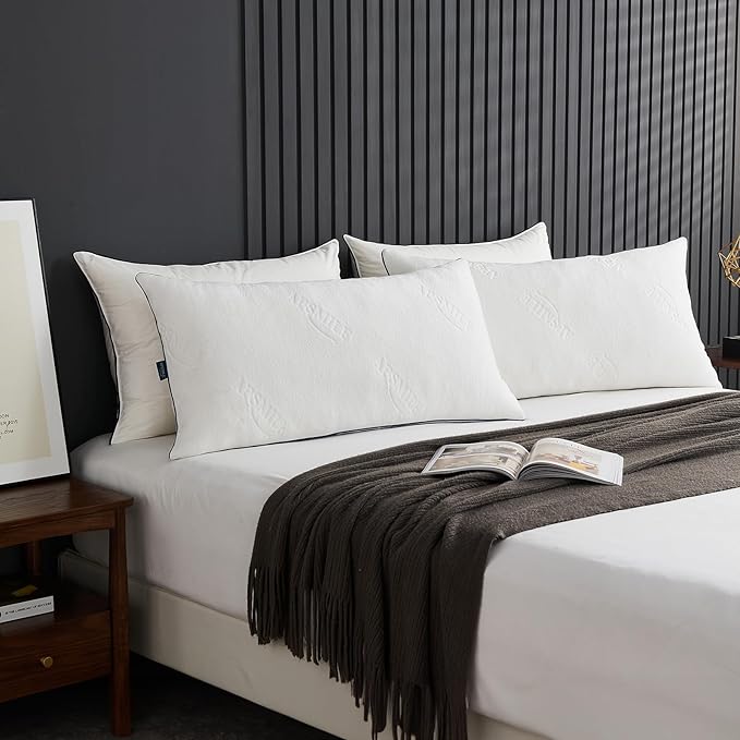 APSMILE Shredded Memory Foam Pillows Queen Size Set of 2, Adjustable Luxury Cooling Pillows for Neck Pain, Hotel Firm Bed Pillows for Sleeping, Essentials for Side/Back Sleeper (White,18"x28")