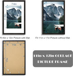 11x17 Picture Frame Set of 3 - Display 8x12 Photo with Mat or 11 x 17 Poster without Mat, Wall Mounting Horizontal and Vertical, Black