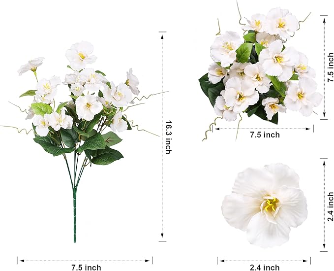 Fall Flowers Fake Flowers Mums for Outdoors Autumn Decoration, 6 Bundles Artificial Flowers Faux Silk Plants Realistic UV Resistant for Outside Planter Patio (Yellow White)