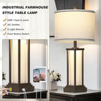 27" Tall Vintage Table Lamps with USB C+A & Outlet,Brown End Table Lamp Set of 2 for Living Room,Rustic Bedside Lamps with Frosted Glass Night Light for Bedroom Nightstand,Oil-Rubbed Bronze