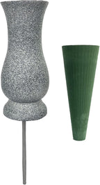 In Ground Headstones for Grave Decorations Memorials for Cemetery Vases for Flowers with Spikes (Floral Foam is Included)