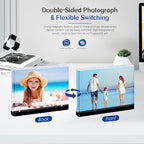 Magnetic Acrylic Picture Frames – Thick Double-Sided Clear Display, Black Base Decorative 5x7 Photo Frame for Home & Office Desktop (3-Pack, Horizontal)