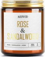 AOOVOO Rose Sandalwood Candles - 9 oz Scented Candles, Aromatherapy Candle, Soy Candle for Home Scented