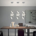 Modern Spiral LED Pendant Lights Kitchen Island, 22W Adjustable Height Hanging Light Fixture 4000K Chrome Chandelier for Dining Room Cafe Table, 1 Pack