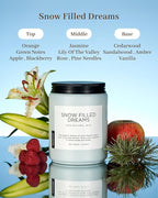 M&SENSE Snow Filled Dreams Winter Large Scented Candles, 19.4oz 110 Hour Clean Non Toxic Long Lasting Candle Organic Natural Soy Wax Candle Gifts for Women Men