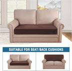 H.VERSAILTEX Velvet Stretch Individual Couch Cushion Cover Plush Slipcover for Loveseat Sofa Furniture Protector Seat Cover (1 Piece Loveseat Cushion Cover, Brown)