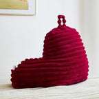 Faux Fur Fluffy Burgundy Reading Pillow with Pockets, Luxury Striped Plush Decorative, Arm Rests and Back Surport for Bed Rest, Lounging on Sofa, Standard