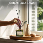 Reed Diffuser, 6.09 oz Earthy Sandalwood Scent Diffuser with Sticks & Dried Flowers, 120 Days Long Lasting diffusers for Home, Elegant Fragrance for Bathroom Bedroom Office Decor Air Fresh
