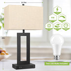 28’’ Tall Lamps for Living Rooms Set of 2, Modern Black Touch Control Table Lamps for Bedroom, 3 Way Dimmable Bedside Lamps with 2 USB Ports&AC Outlet, High-end Decor Lamp for Home Office