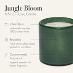 LAFCO New York Classic Candle, Jungle Bloom - 6.5 oz - 50-Hour Burn Time - Reusable, Hand Blown Glass Vessel - Made in The USA