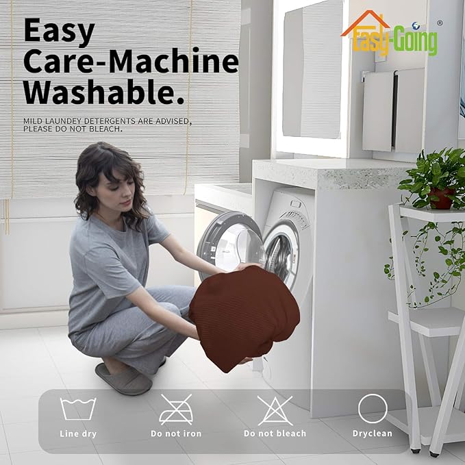 Easy-Going 6 Pieces Recliner Loveseat Stretch Sofa Slipcover Sofa Cover Furniture Protector Couch Soft with Elastic Bottom Kids, Spandex Jacquard Fabric Small Checks Coffee