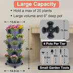 Vertical Planter 5 Tier Stackable Planters Garden Planters Strawberry Herb Flower and Vegetable Planter Indoor Outdoor Gardening Pots with Removable Wheels and Tools