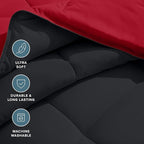 Bare Home Oversized King Comforter - Reversible Colors - Goose Down Alternative - Ultra-Soft - Premium 1800 Series - All Season Warmth - Bedding Comforter (Oversized King, Black/Red)