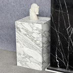 Luxury Marble Side Table,Square End Table for Modern Sofa and Bed, Living Room, Sofa, Bedroom（Arabescato）
