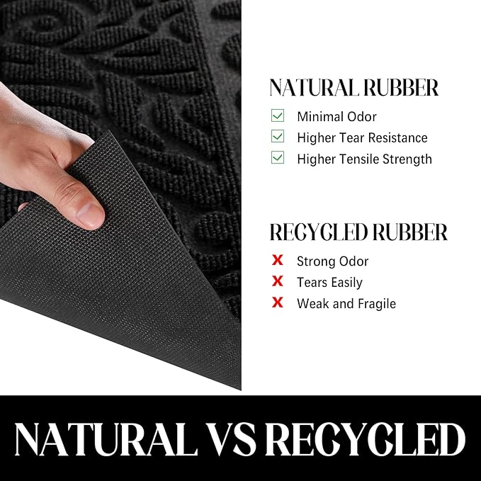 Yimobra Welcome Mat Outdoor, 36x24 Waterproof Door Mat Outside Entrance, All-Weather Non Slip Front Door Mat, Low-Profile Entryway Mat Indoor, Porch and Patio, Black