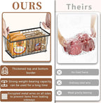 6 Pack Stackable Deep Freezer Organizer Bins ，Upgraded Bottom Leak-Proof net，Encryption and Hardening ， Freezer Organizer Bins for 5 to 9 Cu.FT Small Chest Freezer， Easy Get Bottom Foods