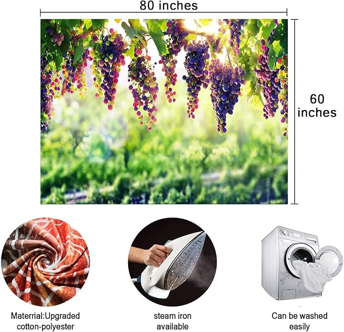 BULOR Vineyard Tapestry Grapes Clusters Wine Rustic Vintage Tapestry Wall Hangings Tapestry for Kids Bedroom Living Room Dorm Man Cave Background(80x60 Inch)