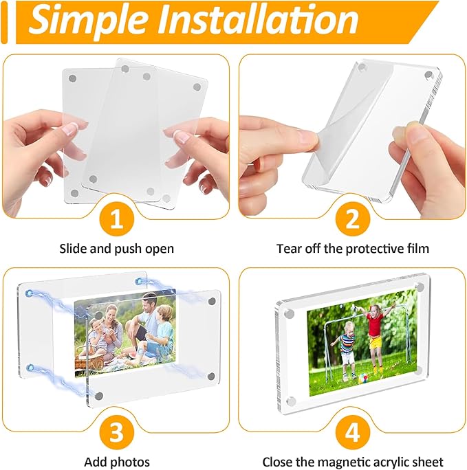 15 Pack Magnetic Acrylic Picture Frame for Fridge, 2.36x3.54 Inch Polaroid Frame, Double Sided Refrigerator Magnet Picture Frame for Fujifilm Instax Mini, Clear Picture Display Frame