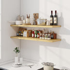 Dreamland 48" Floating Shelves for Wall, 12" Deep Slim Oak Floating Shelves, Wall-Mounted Shelves for Bedroom, Living Room, Kitchen, Bathroom - Set of 2