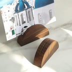 UNIQOOO 10 Set 2" Arch Walnut Wood Stand with Cards |1.2mm Slot, for Name Cards, Place Card Holder, Photo Display Stand | for Event Decor, Retail Shop, Cafe Restaurant Menu, Business Card, Name Tag