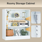 3-Tier Bookshelf with Adjustable Shelves, White Metal Space Saving Storage Shelf Bookcase, Small Open Storage Shelf for Living Room, Home Office, Dinning Room, Pantry (White-36H)