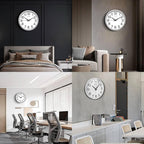 Wall Clock, 13 Inch Large Dial Non-Ticking Silent Battery Operated Quality Analog, Ultra-Quiet Movement Quartz, Timeless Stylish Clock, Ideal Modern Home, Office Décor (Sliver)