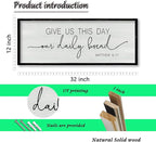 ZZJJHYWGQ Give Us This Day Our Daily Bread Sign 32"×12" Rustic Kitchen Dining Room Wall Decor Farmhouse Scripture Matthew 6:11 Religious Wall Art Bible Verse Christian Quotes Catholic Plaque (Black)
