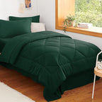 CozyLux Twin XL Comforter Set Emerald Green - 5 Pieces Twin Extra Long Bed in a Bag for College Dorm, All Season Bedding Set for Girls and Boys, Soft Bed Set with Comforter, Sheets, Pillowcase & Sham
