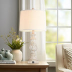 26.3” Rustic Table Lamps Set of 2 for Living Room Bedroom Beside Lamps with USB Charging Ports,Vintage Nightstand Lamp Farmhouse Dimmable End Table Resin Desk Lamp