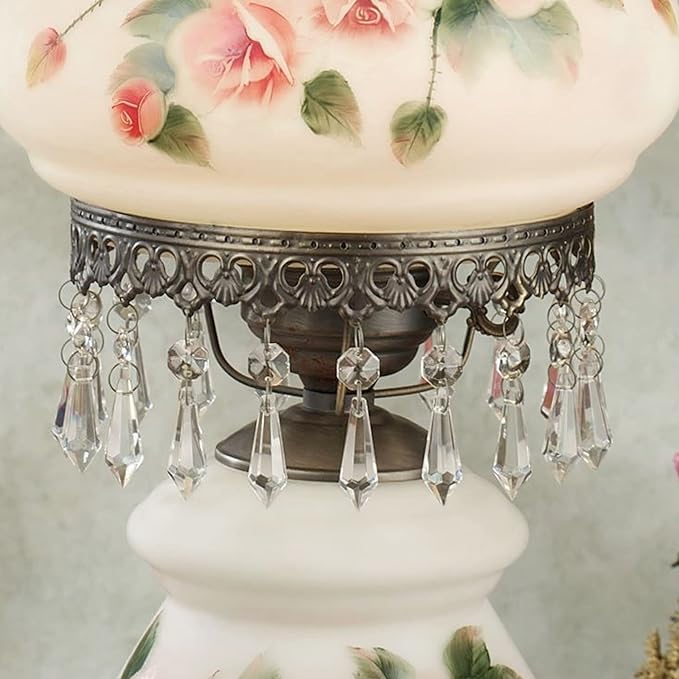 Touch of Class Adelaide Hurricane Style Table Lamp - Victorian Aesthetic - Scalloped Glass - Antique Parlor Lamp