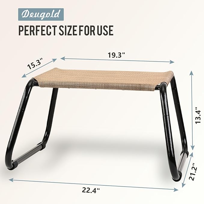 Outdoor Footstools for Patio,Backyard Patio Furniture Metal Frame Small Seat All Weather Footrest for Couch Patio Chairs 2 Pieces Beige