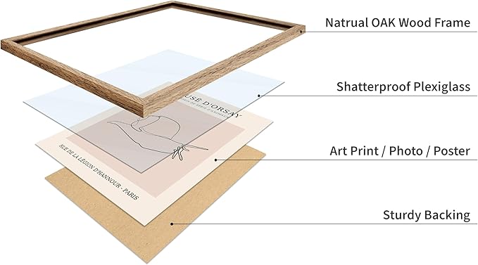Poster Master Vintage Poster - Retro One Line Snail Drawing Print - Snail Line Art - Minimal Gift for Men, Women, Animal Lover - Abstract Wall Decor for Home, Office, 16x20 Beige Framed
