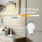 Buffet Lamps Set of 2, 33" Tall Skinny Candle Stick Table Lamps with White Linen Shades, 3-Way Dimmable Bulbs Included, Vintage Nightstand Lamps for Living Room Bedroom Dinning Entryway - Washed Blue