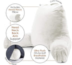 Nestl Reading Pillow Large Bed Pillow, Back Pillow for Sitting in Bed Shredded Memory Foam Chair Pillow, Reading & Bed Rest Pillows White Back Pillow for Bed, Bed Chair Arm Pillow with Pockets