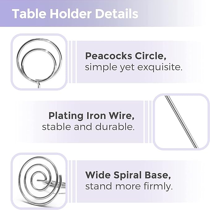 Table Number Holders 20Pcs - 2 Inch Mini Place Card Holder Short Table Number Stands for Wedding Party Graduation Reception Restaurant Home Centerpiece Decorations Office Memo (Silver)