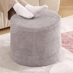 LITA Round Stuffed Pouf Ottoman, Velvet Poufs with High-Density Foam Filling and Washable Cover, Furry and Fluffy Bean Bag Foot Stools Ottoman for Living Room, Bedroom, Office, Grey