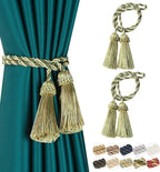 Fenghuangwu Curtain Tiebacks Handmade Decorative Curtain Holdbacks Rope with Tassel (Mix Green, 2P)