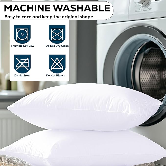 GOLD TEXTILES White Throw Pillows Insert (Pack of 4) Polyester Sham Stuffer Throw Pillow - Lightweight Square Indoor Decorative Pillows - Bed and Cushion Couch Pillows (4, 12 X 20)